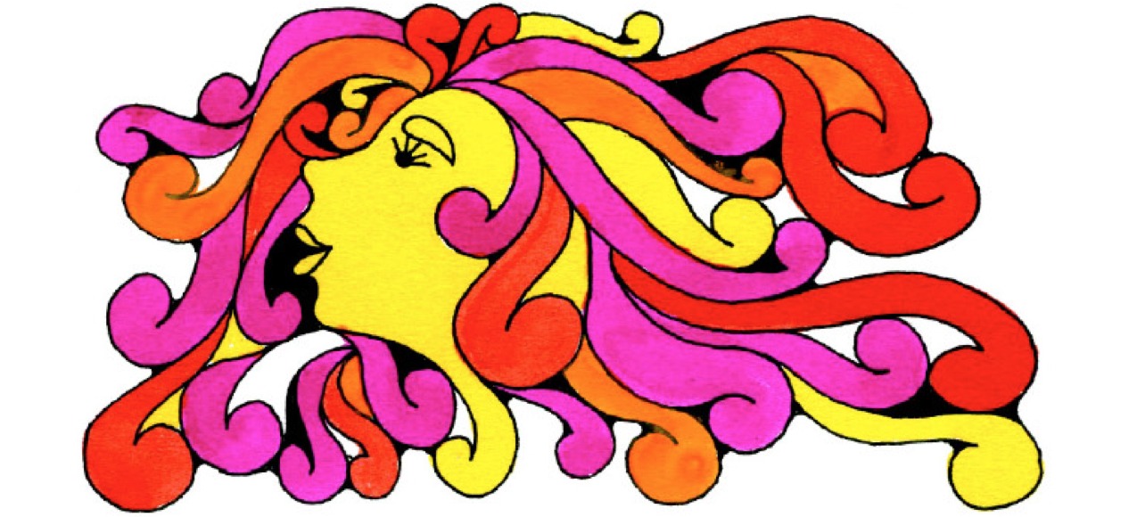 yellow head with pink, orange, yellow and red hair