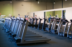 The fitness center inside the Al Wheeler Activity Center contains treadmills, stationary bicycles, a weight room and other fitness equipment.