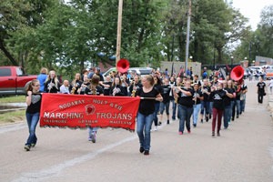 The Nodway-Holt Marching Trojans took to Peru's streets for the parade!