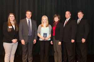 1st Place Advanced Accounting Photo, left to right: Peru State student Student Haley Benedict; Vice President of Academic Affairs, Dr. Tim Borchers; 1st Place, Alyssa Rippe, Syracuse High School; Syracuse Instructor, Susan Wellman; Peru State business faculty, Mr. Matt Gleason; and Dr. Greg Galardi, Dean of the School of Professional Studies.