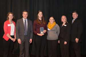 1st Place Business Math Photo, left to right: Peru State student Student Hannah Chubbuck; Vice President of Academic Affairs, Dr. Tim Borchers; 1st Place, Rachel Jarvis, Lincoln Northeast High School; Lincoln Northeast Instructor Jocelyn Crabtree; Peru State business faculty, Cassandra Weitzenkamp; and Dr. Greg Galardi, Dean of the School of Professional Studies. 