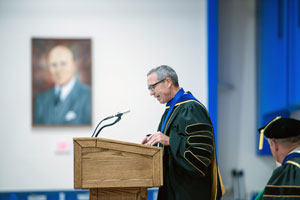 Dr. Dan Hanson speaking at Convocation.