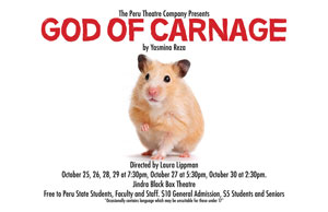 God of Carnage poster featuring a hamster.  