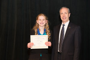 First Place in Junior Individual Documentary, Renee Box with President of Peru State College, Dr. Dan Hanson
