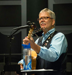 Dr. Dan Holtz performing at the Peru State College Charter Day Celebration in June.