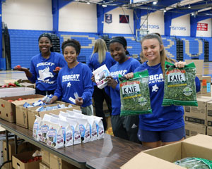 Peru State student volunteers, from left to right: Deandra Williams, Deja Cato, Jackie Beaugard and Maddy McPhillips.