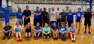Peru State faculty and staff were challenged to a game of volleyball by Peru State students.