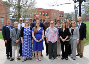 Psi Chi inductees with faculty.