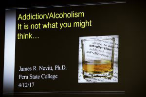 slide from the presentation that reads, Addiction/Alcoholism It is not what you might think...