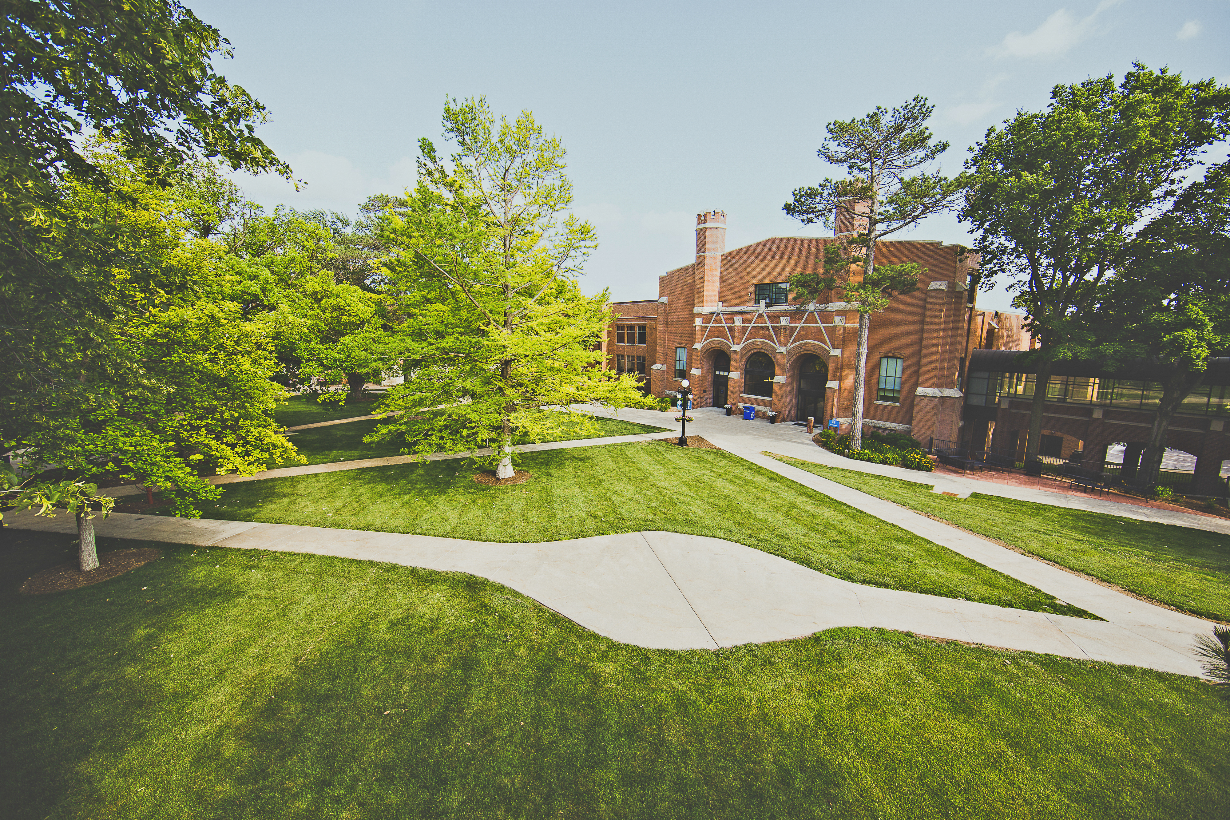 This is an aerial view of the center of our quad, showing the Library in the background.