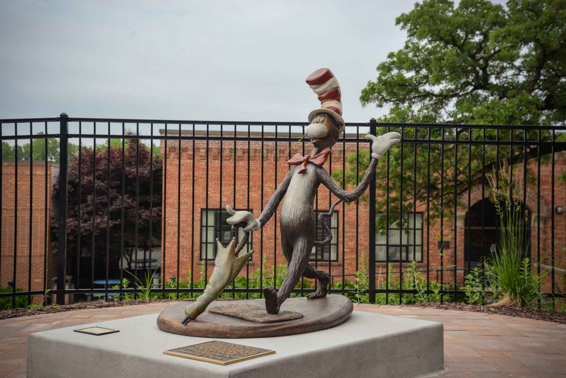 Cat in the Hat statue in the sesquicentennial plaza